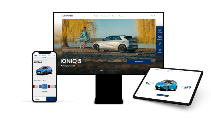 Telefon Screen, Bildschirm Screen und Tablet Screen mit einem Hyundai Auto abgebildet