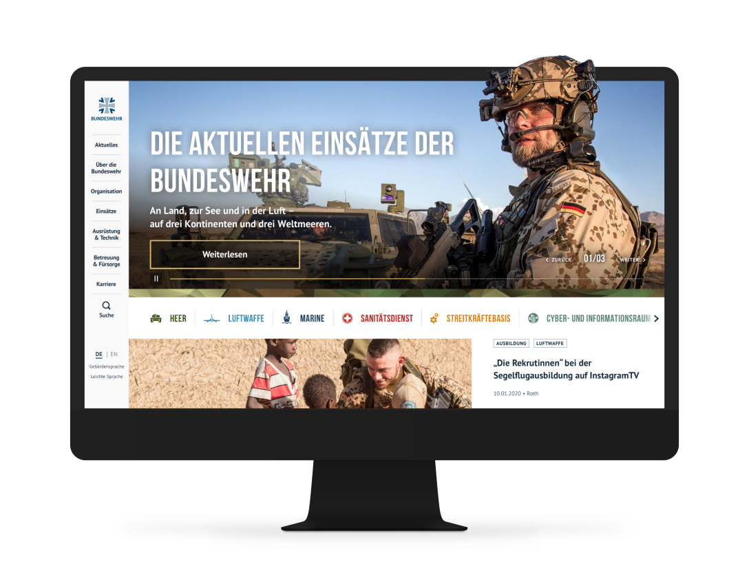 Ein IMac zeigt die Website der Bundeswehr