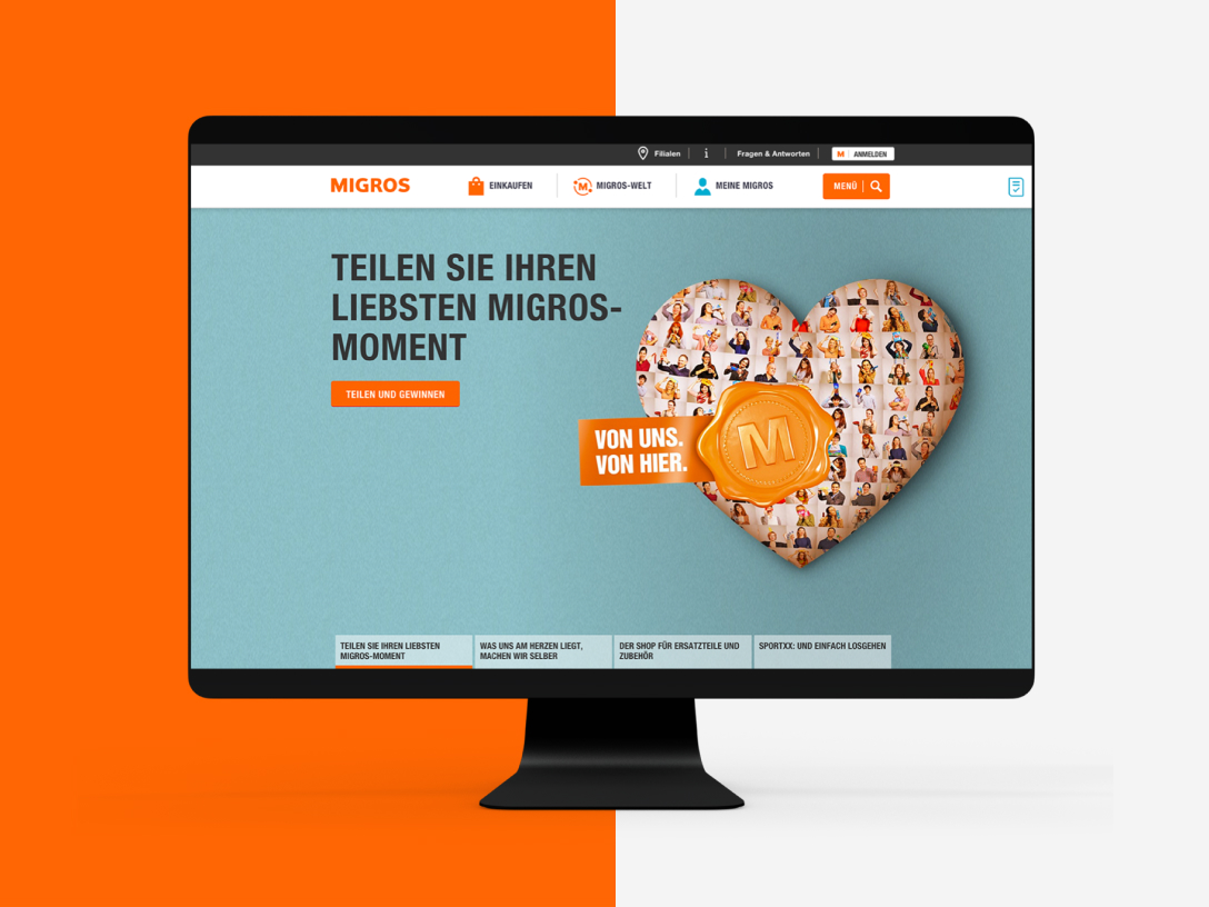 Desktop-Screen showing the Migros Website
