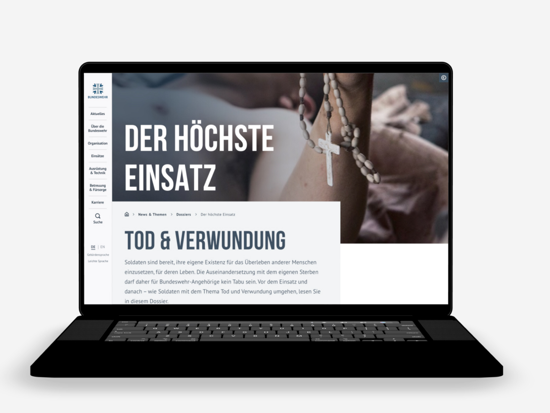 Laptop mit Webseite der Bundeswehr
