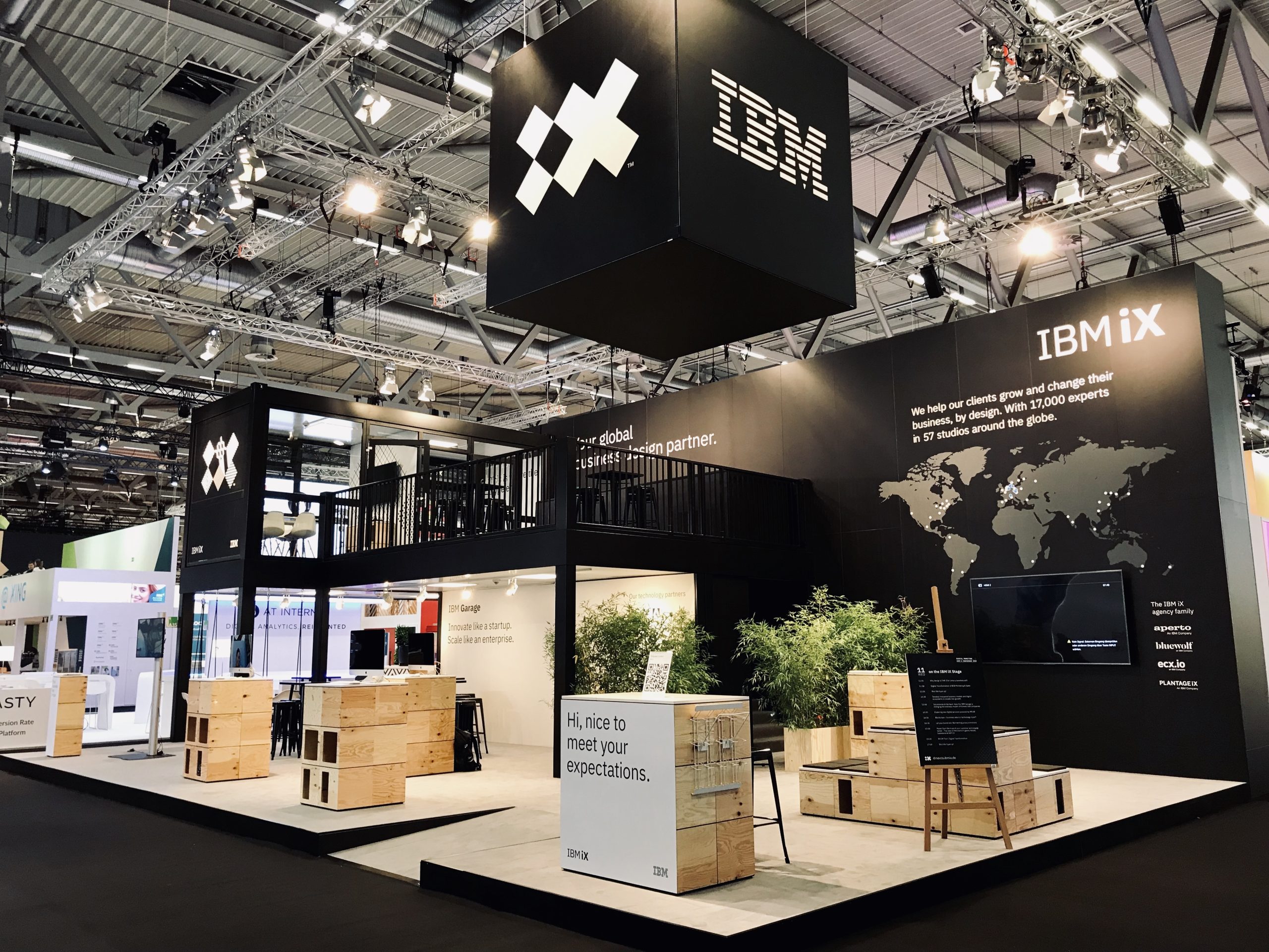 IBM iX booth at DMEXCO 2019 with branding and logo
