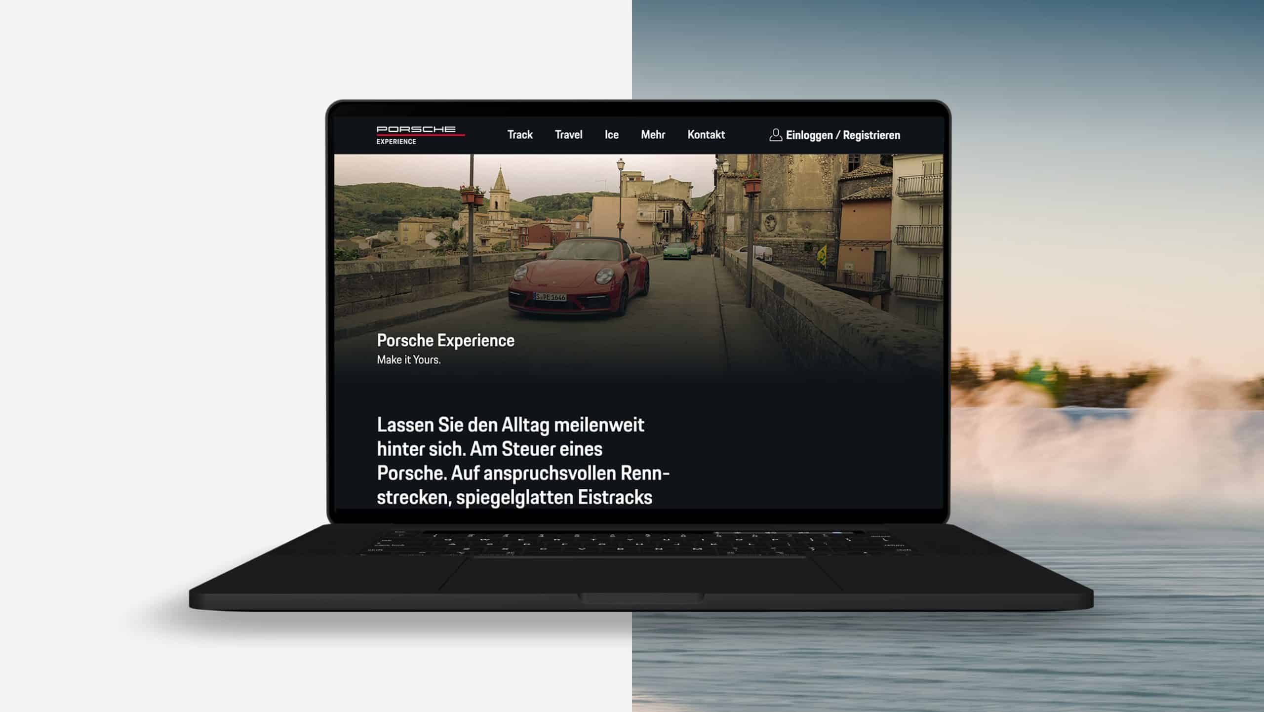 Porsche Experience platform shown on laptop