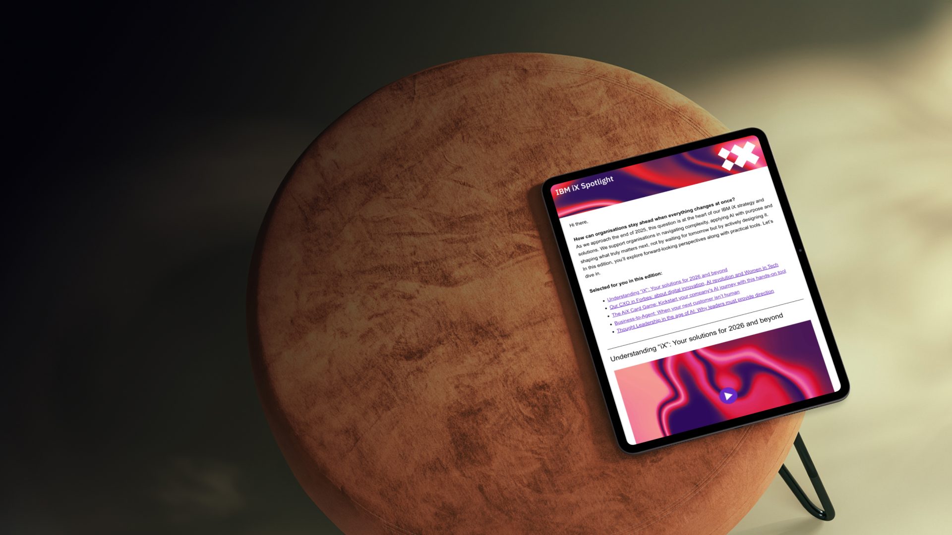 IBM iX Spotlight newsletter in tablet