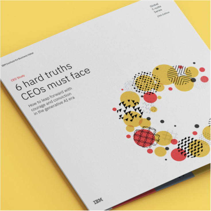 Booklet mockup titled '6 Hard Truths CEOs Must Face