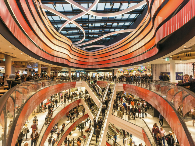 People shopping in a mall.