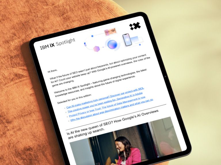 IBM iX Spotlight newsletter in tablet