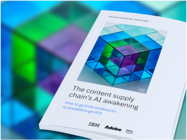 Whitepaper „The content supply chain’s AI awakening“ von IBM, Adobe und AWS zur Optimierung von Content-Prozessen mit KI und besserem ROI.