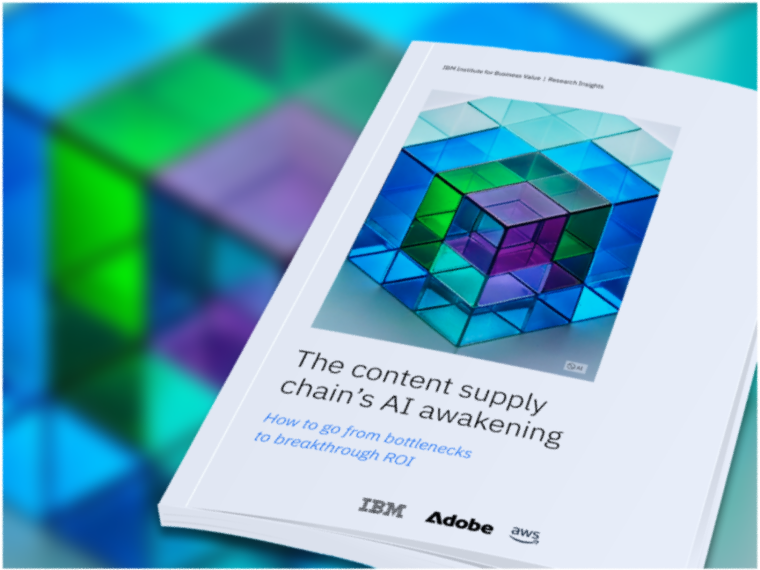Whitepaper „The content supply chain’s AI awakening“ von IBM, Adobe und AWS zur Optimierung von Content-Prozessen mit KI und besserem ROI.